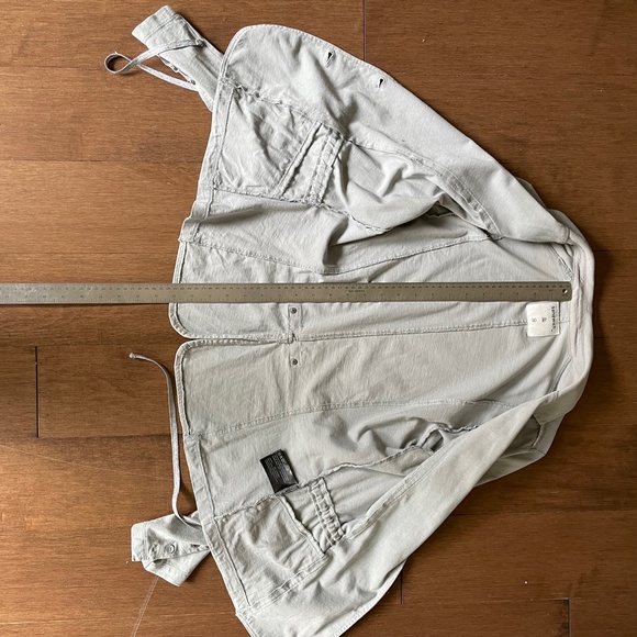 Sandwich Fitted Cinched Waist Grey Cotton  Blazer with Silver Trim - Picture 5 of 14